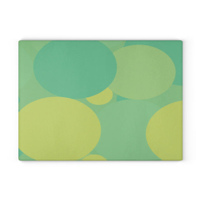 Pastel Green Patches 11" x 15" Glass Cutting Board