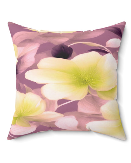 Lemon Blossom Floral Bunch Faux Suede Square Pillow, 20" x 20"