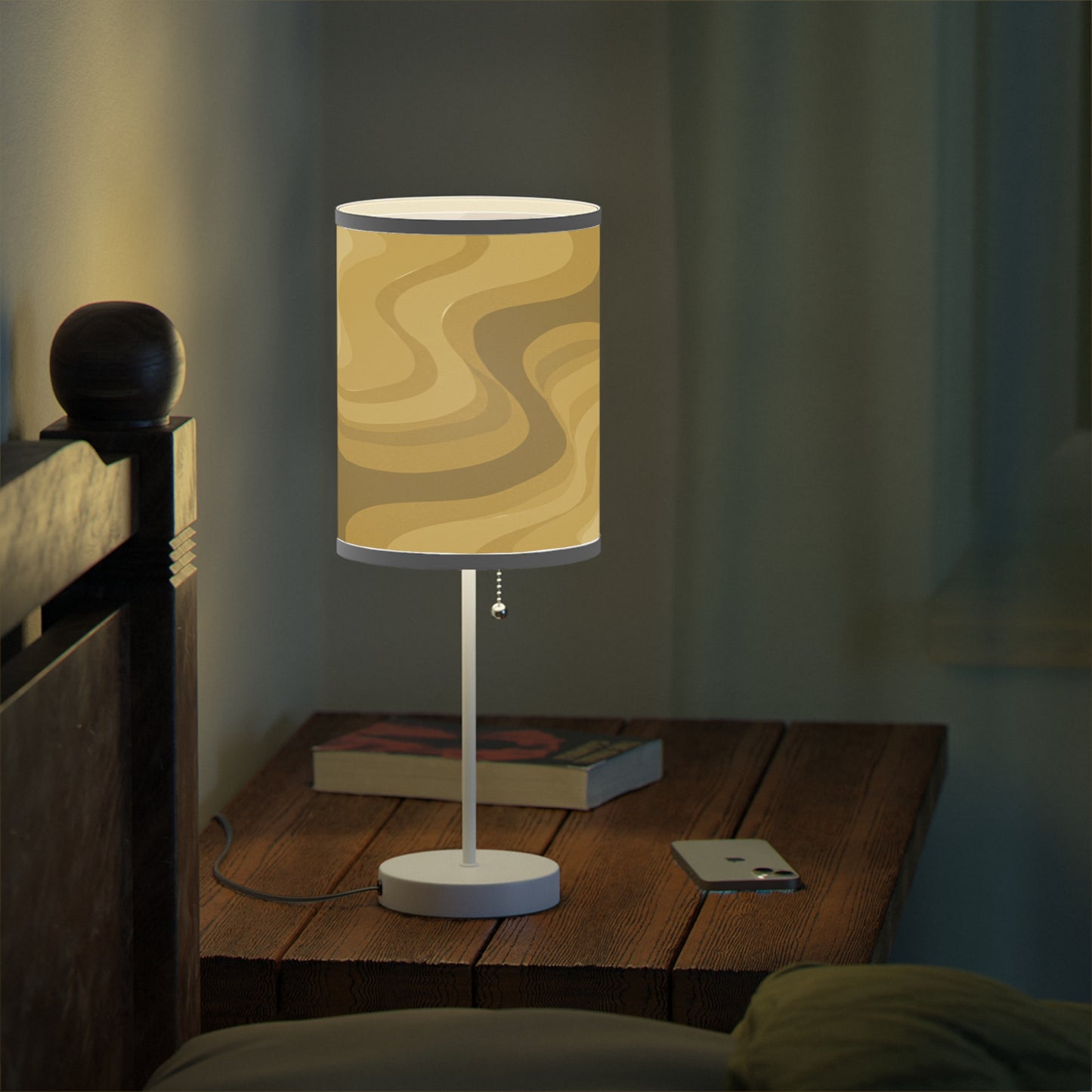 Brown Wavey Table Lamp on a White or Silver Stand, US|CA plug