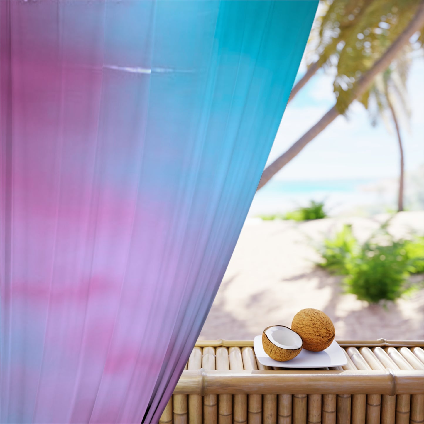 Wine Sea Blue Fog Window Curtain, 50" x  84", blackout