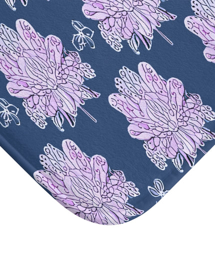 Purple White Floral Butterflies 24" x 17" Bath Mat