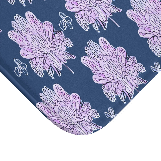 Purple White Floral Butterflies 24" x 17" Bath Mat