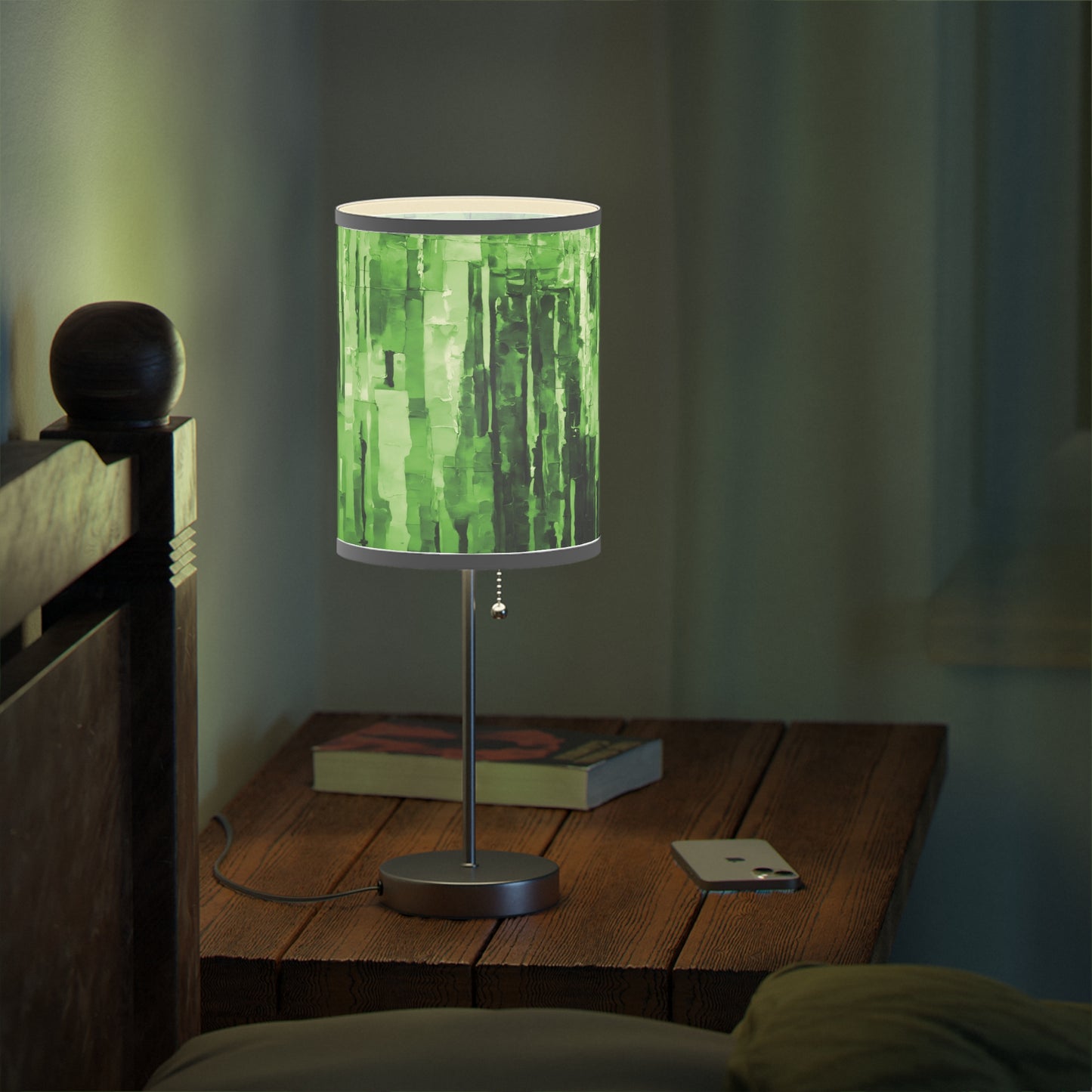 Striped Mint Pastel Table Lamp on a White or Silver Stand, US|CA plug