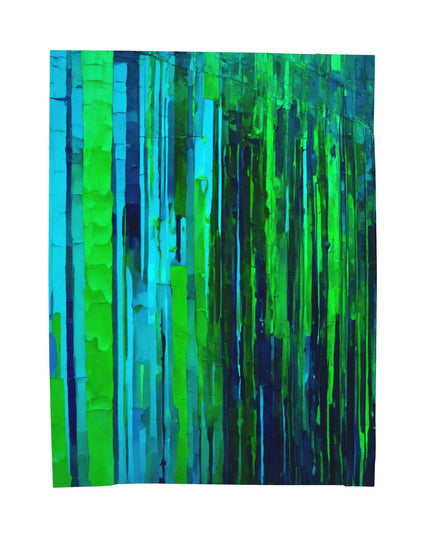 Striped Blue Green Velveteen Plush Blanket, 60" x 80"