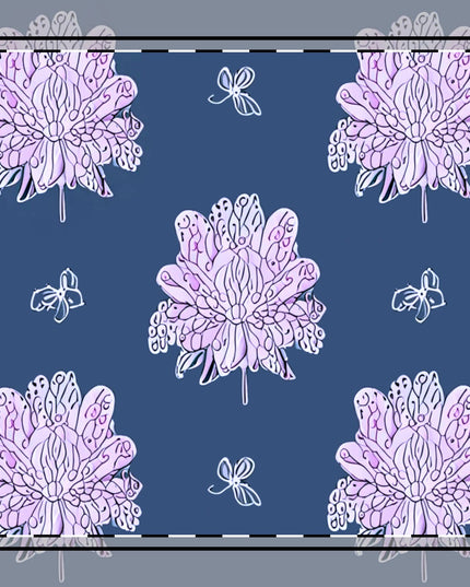 Purple White Floral Butterflies Poly Twill Napkin, 10" x 10"