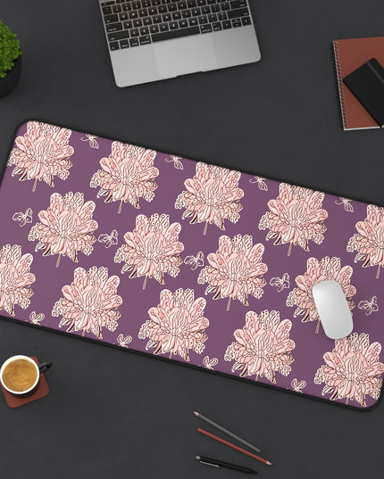 Pink Floral Butterflies 16" x 32" Desk Mat
