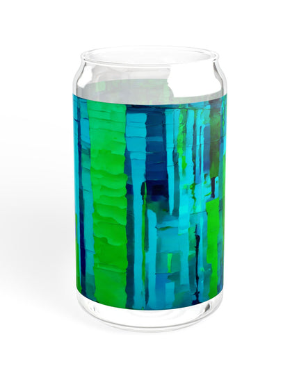 Striped Blue Green Glass, 16oz