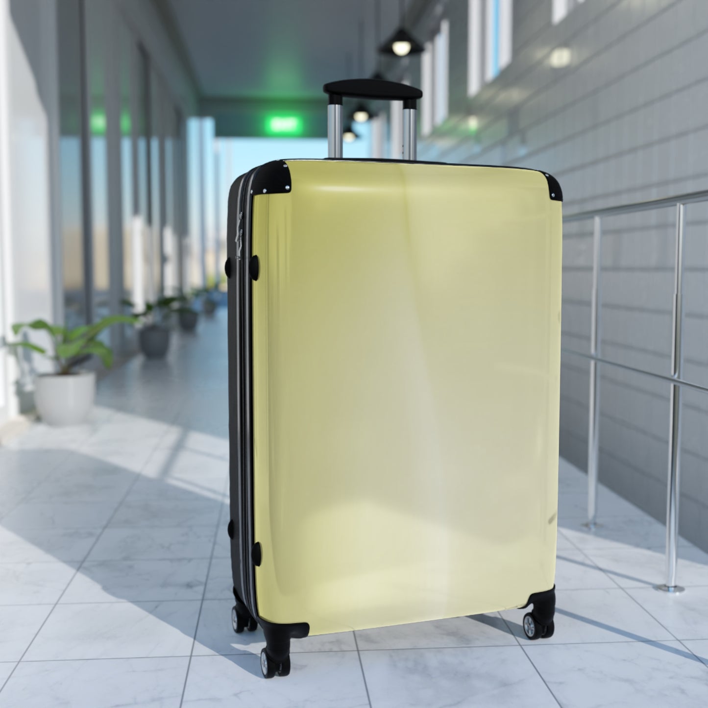 Lemon Fade Large Suitcase with built in lock, 4 double-wheels, telescopic handle, and ABS back hard-shell