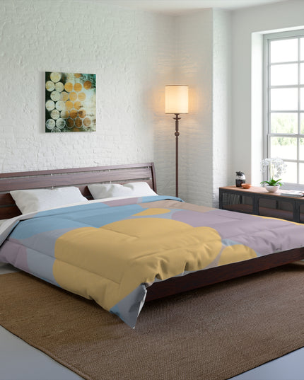 Pastel Baby Blue and Peach Patches 104" × 88" Comforter