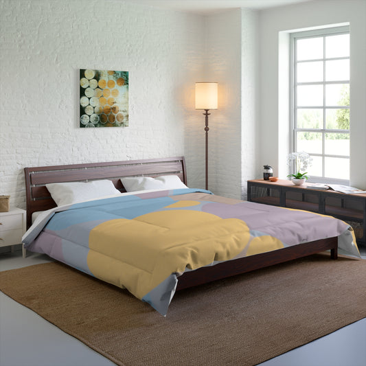Pastel Baby Blue and Peach Patches 104" × 88" Comforter