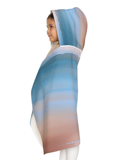 Blue Sea Peach Fog Youth Hooded Towel, 24" x 48"