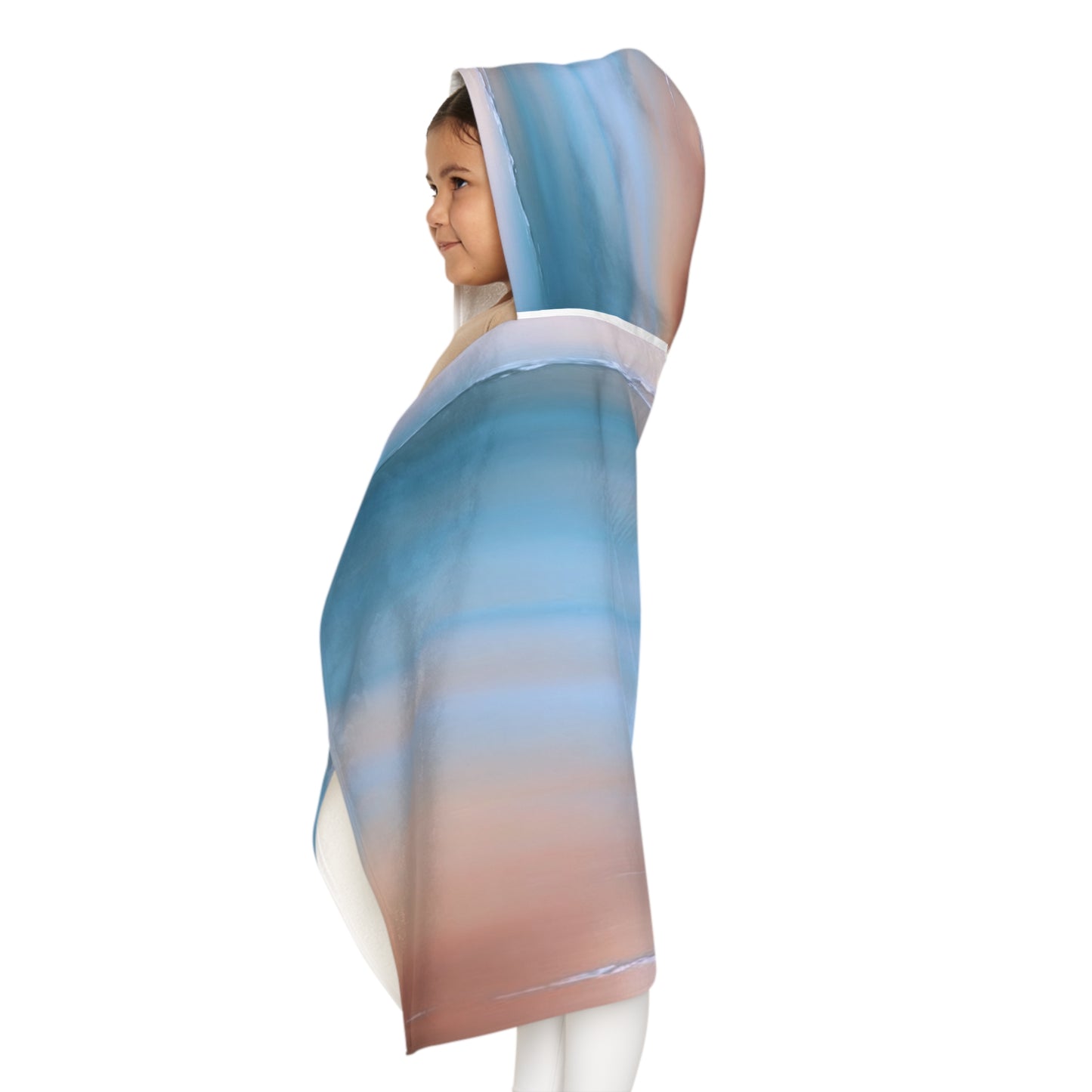 Blue Sea Peach Fog Youth Hooded Towel, 24" x 48"
