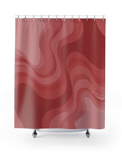 Power Red Wavey Shower Curtains, 71" x 74"