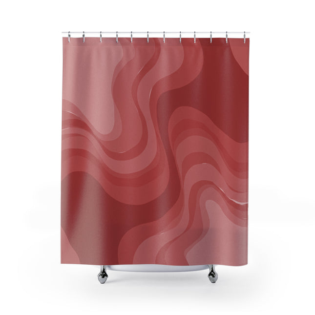 Power Red Wavey Shower Curtains, 71" x 74"