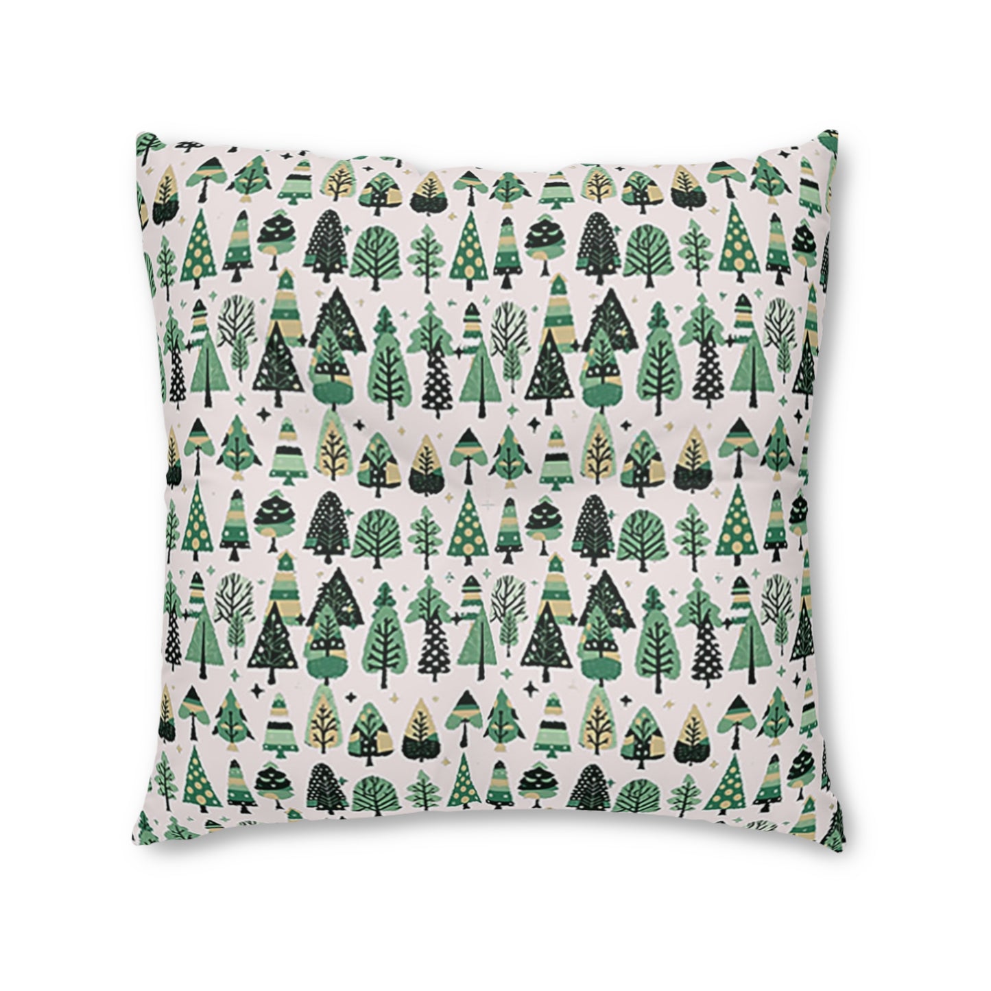 Mini Vintage Green Trees Tufted Floor Pillow, Square, 30' x 30'