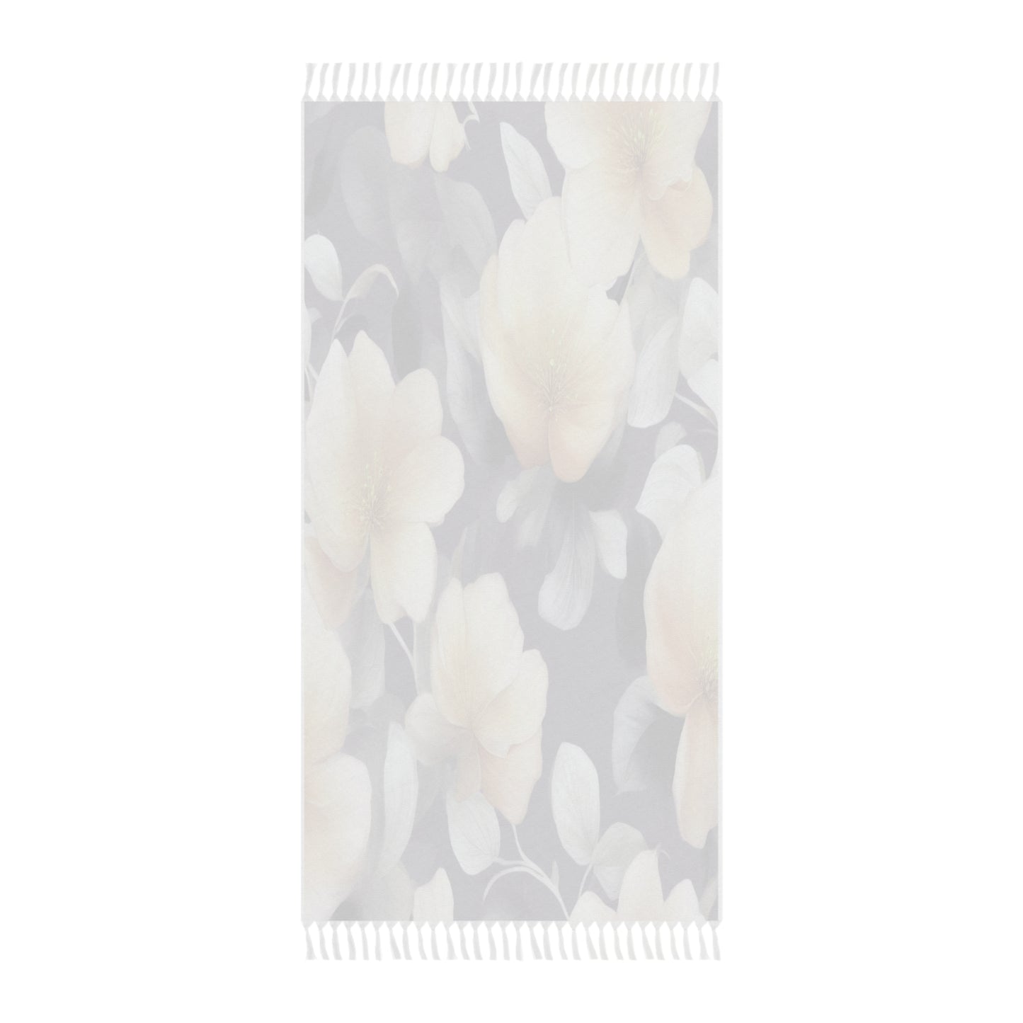 White Blush Floral Bunch 38" × 81" Boho Beach Cloth