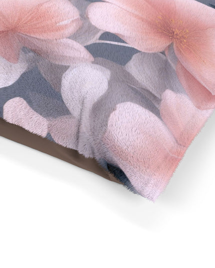 Peach and Blue Gray Floral Bunch Pet Bed, 28" × 18"