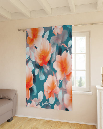 Orange Blossom Floral Bunch Window Curtain, 50" x  84", blackout