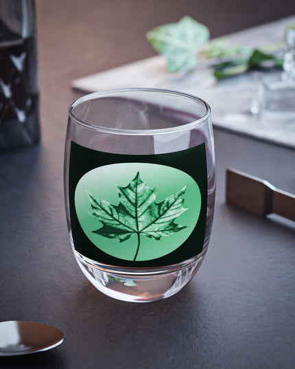 Mint Green Maple Leaf Whiskey Glass, 6 oz