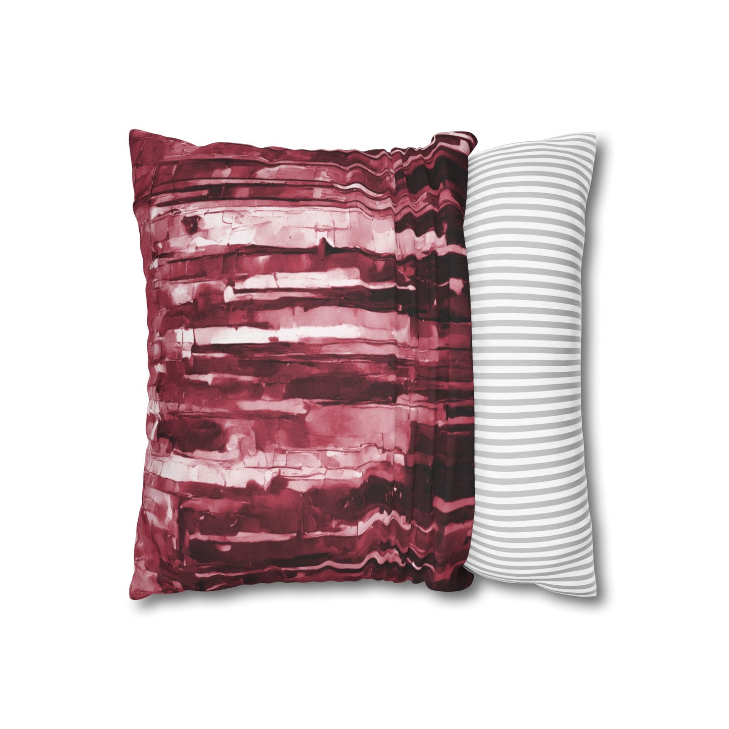 Striped Ruby Spun Polyester Square Pillowcase, 14" x 14"