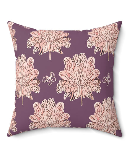 Pink Floral Butterflies 20" x 20" Faux Suede Square Pillow