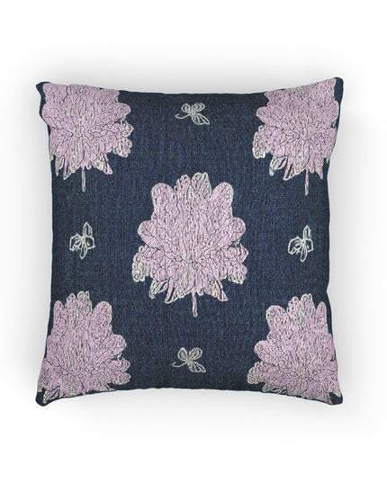 Purple White Floral Butterflies Woven Pillow, 17" x 18"