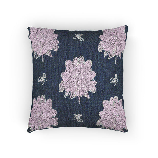 Purple White Floral Butterflies Woven Pillow, 17" x 18"