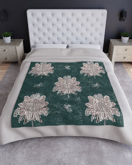 Soft White Floral Butterflies 50" x 60" Crushed Velvet Blanket