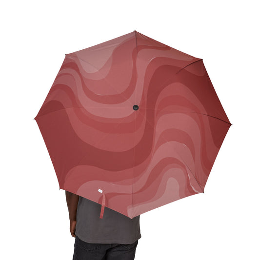 Power Red Wavey Foldable Umbrella - Compact & Chic