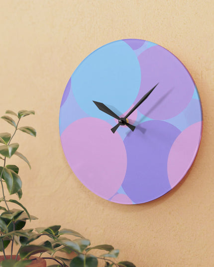 Pastel Purple and Mauve Patches Acrylic Wall Clock, Round or Square, 10.75" x 10.75"
