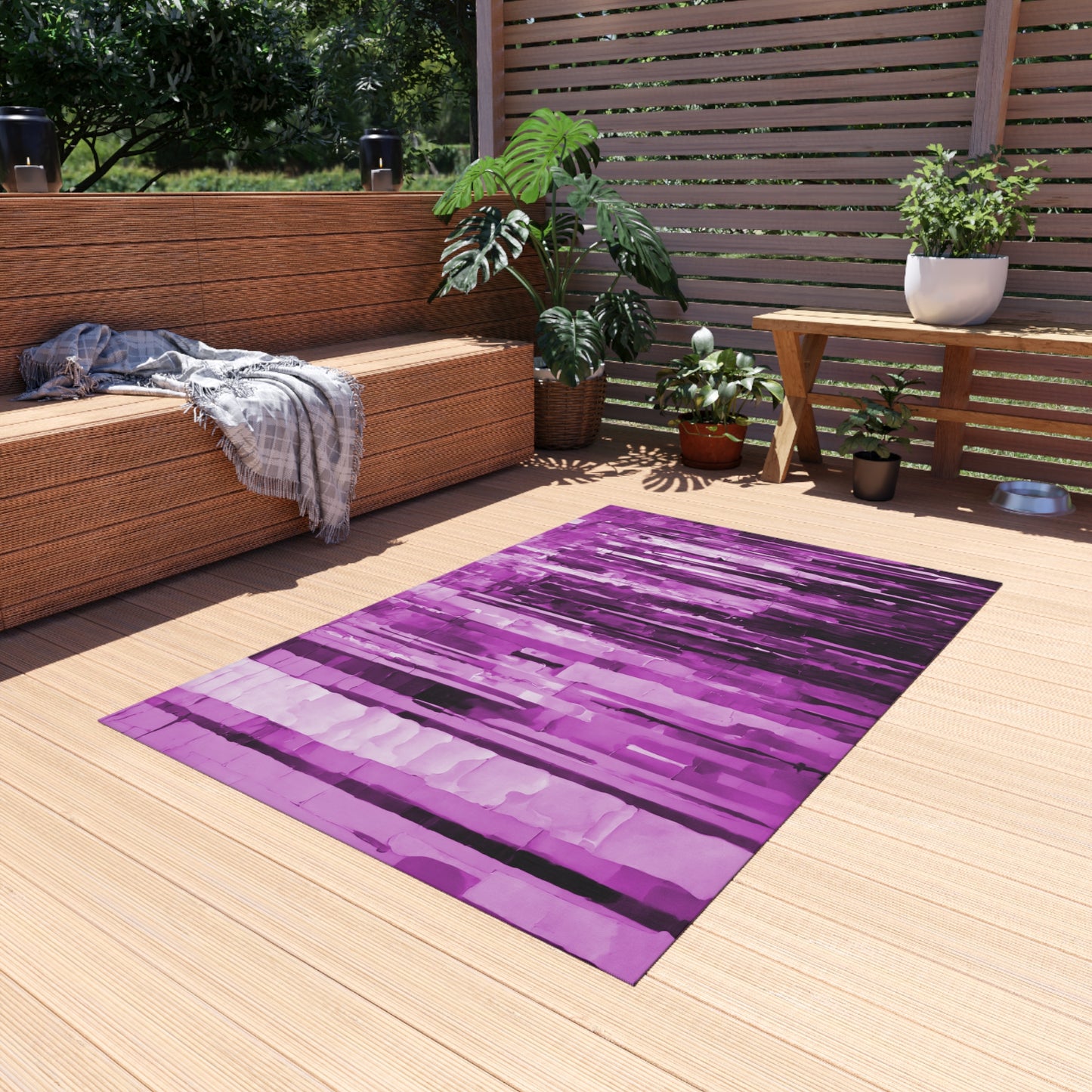 Striped Powder Lavender 48" x 72" Outdoor Rug