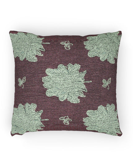 Blue Green Floral Butterflies Woven Pillow, 17" x 18"
