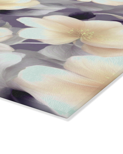White Blush Floral Bunch Glass Cutting Board, 8" x 11"