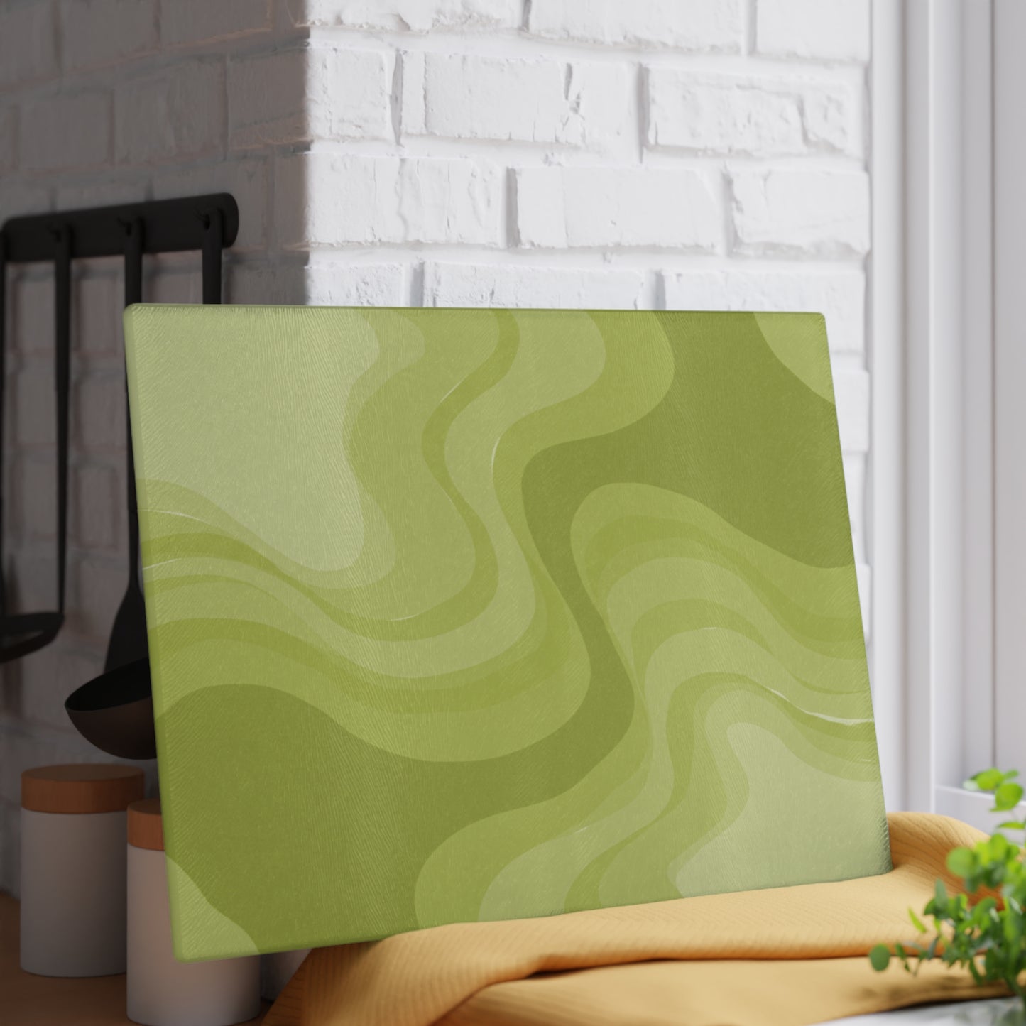 Lemon Wavey Glass Cutting Board, 11" x 15"
