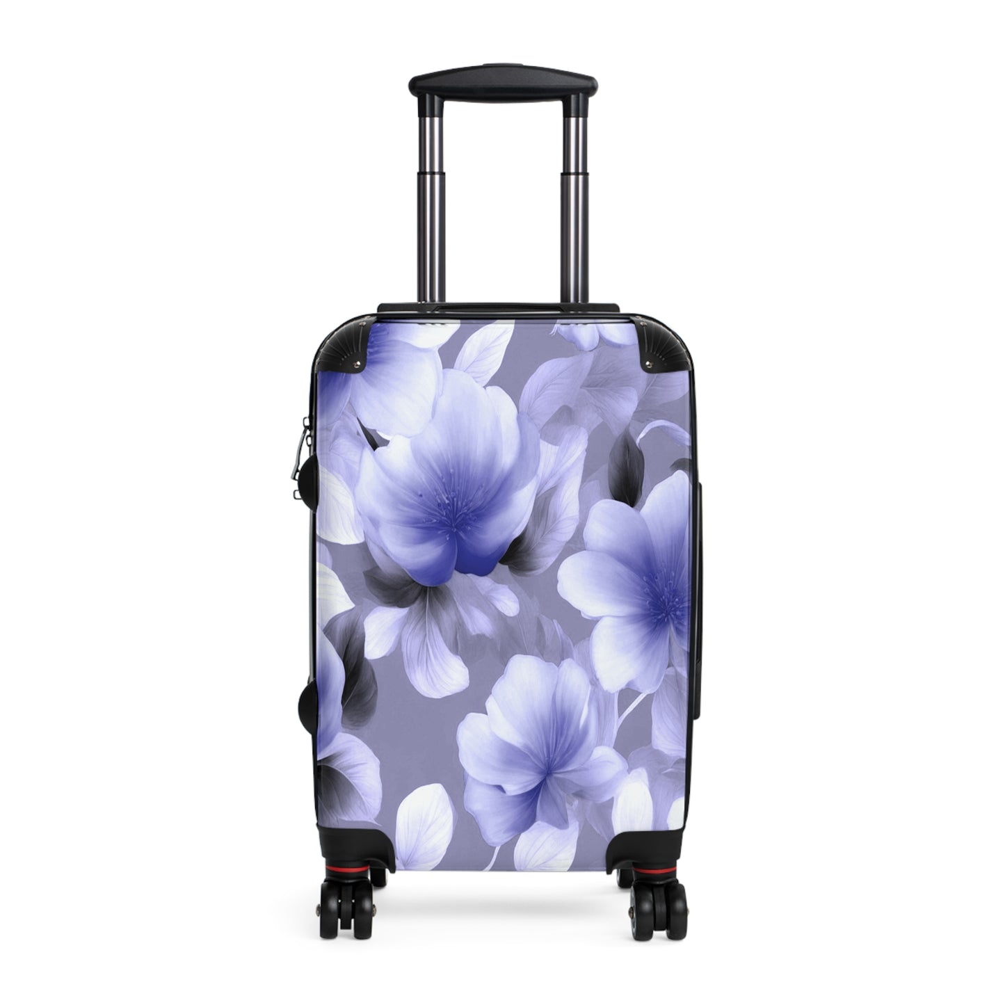Indigo Blossom Floral Bunch Small Suitcase with built in lock, 4 double-wheels, telescopic handle, and ABS back hard-shell