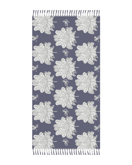 White Floral Butterflies 38" × 81" Boho Beach Cloth