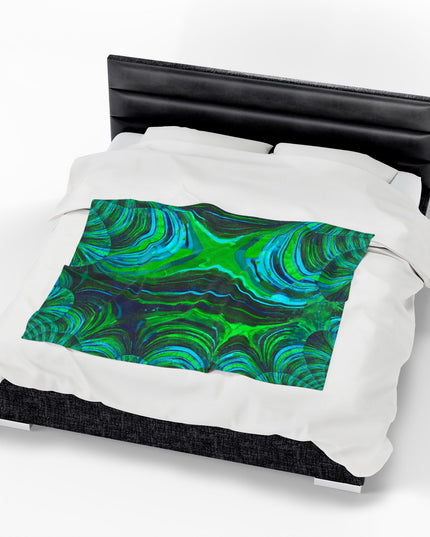 Uzi Spiral Blue Green Velveteen Plush Blanket, 50" x 60"
