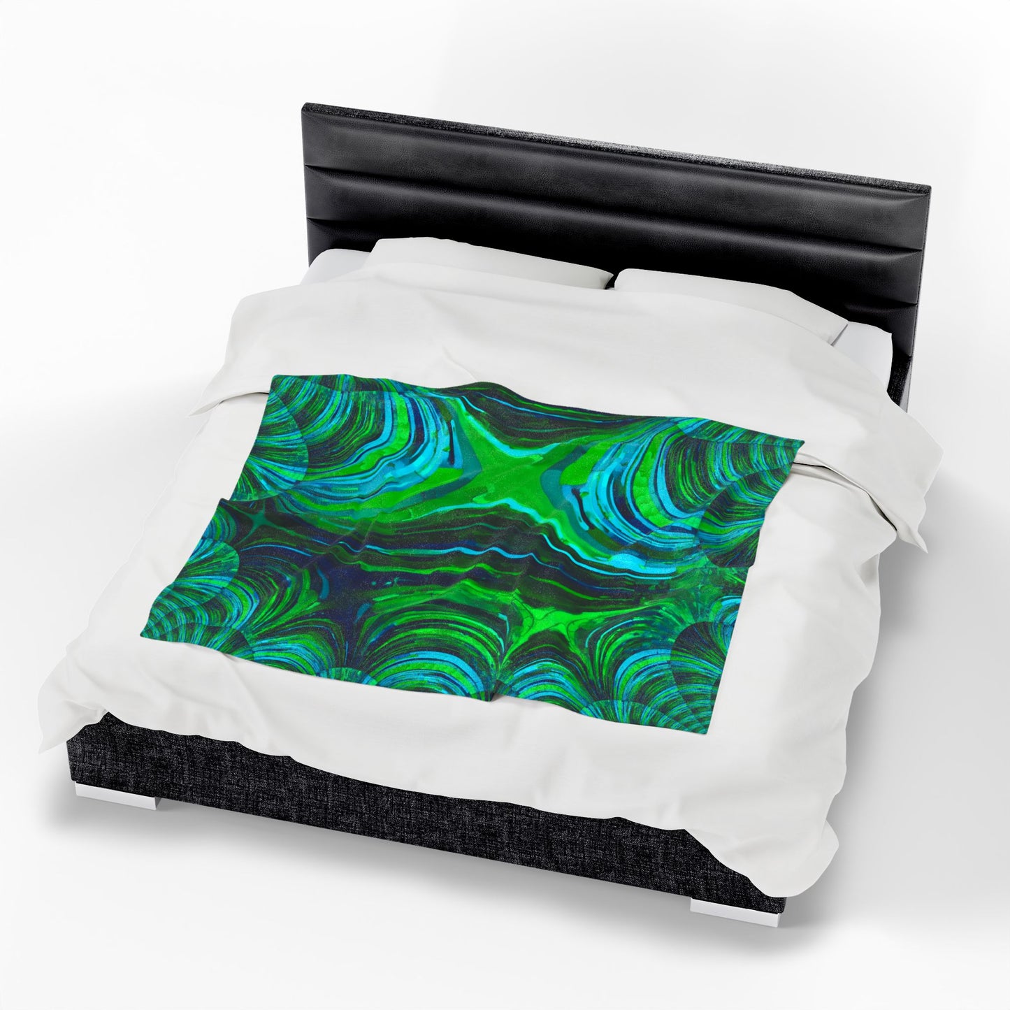 Uzi Spiral Blue Green Velveteen Plush Blanket, 50" x 60"