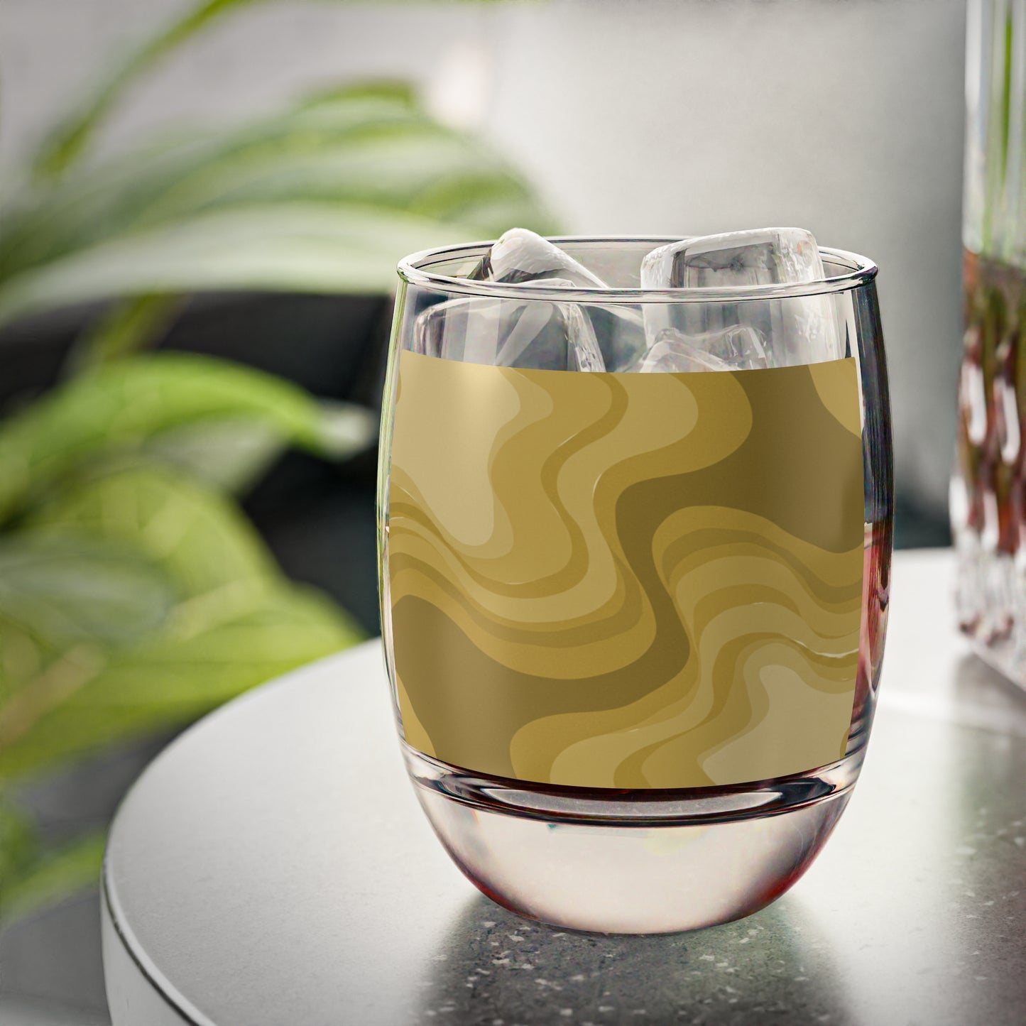 Brown Wavey Whiskey Glass, 6 oz
