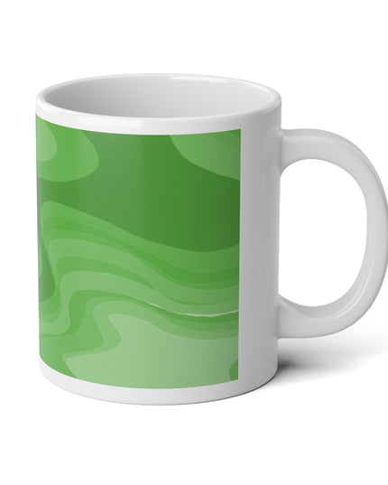 Meanie Greenie Wavey 20 oz White Glossy Jumbo Mug