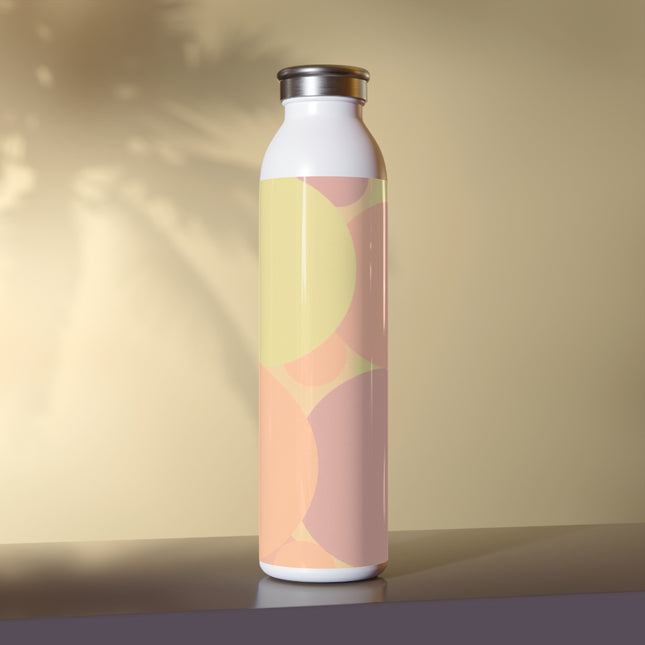 Pastel Hot Peach Patches Slim Water Bottle, 20 oz White