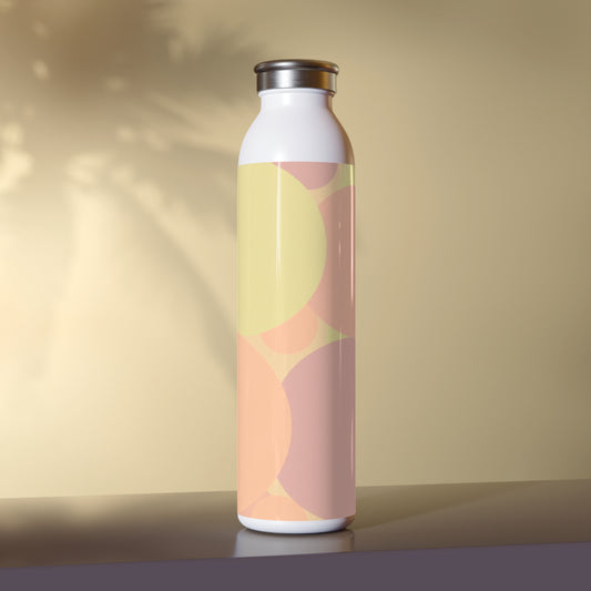 Pastel Hot Peach Patches Slim Water Bottle, 20 oz White