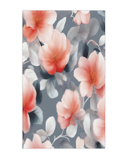 Red Blossom Floral Bunch Tea Towels (cotton, poly), 18" x "30