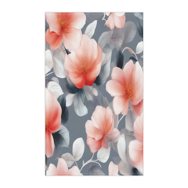 Red Blossom Floral Bunch Tea Towels (cotton, poly), 18" x "30