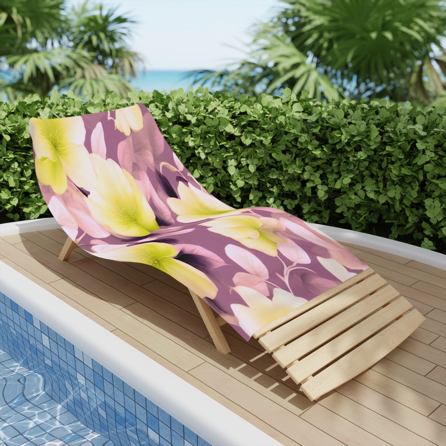 Lemon Blossom Floral Bunch Beach Towel, 30" x 60"