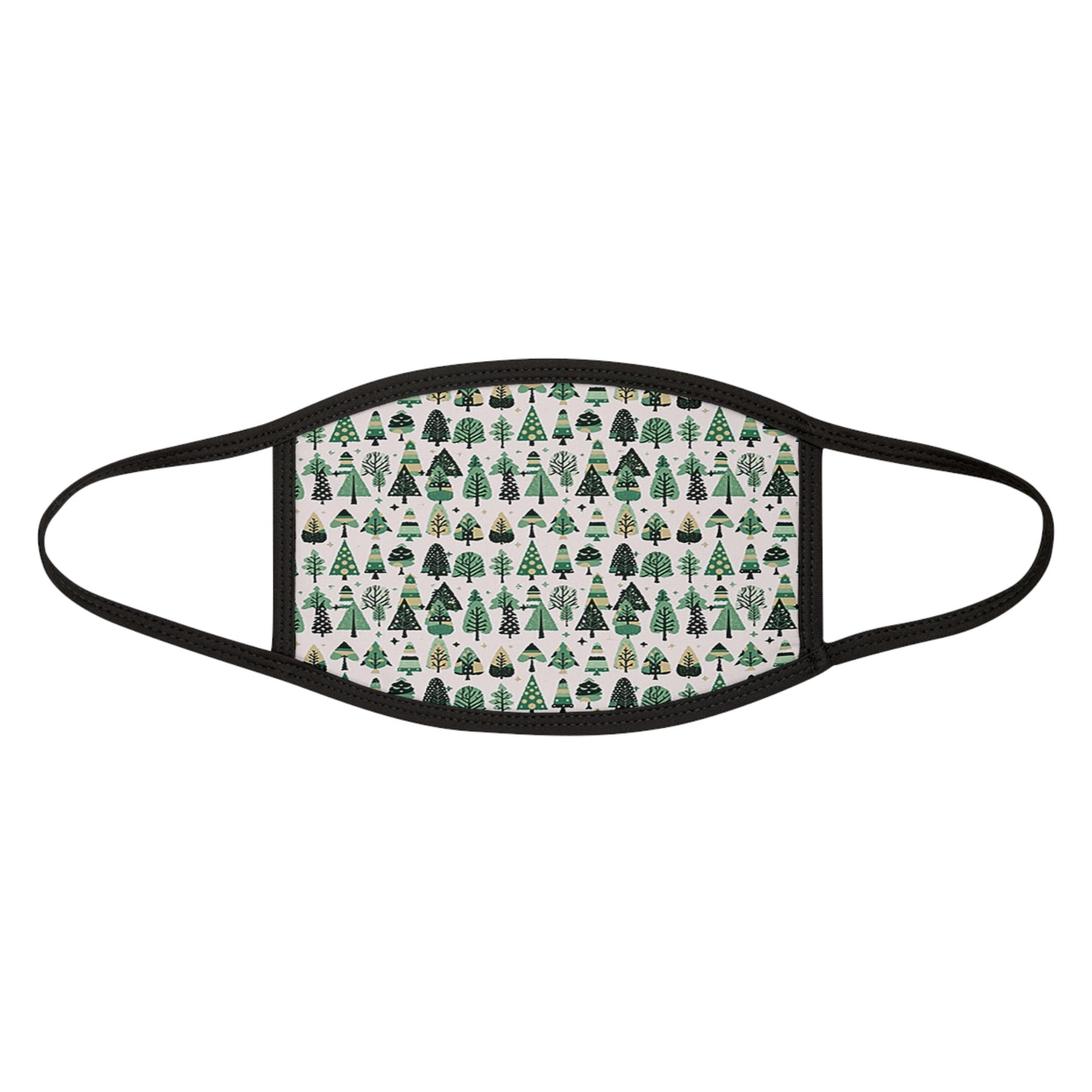 Mini Vintage Green Trees Mixed-Fabric Face Mask