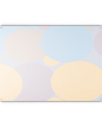 Pastel Baby Blue and Peach Patches 11" x 15" Glass Cutting Board