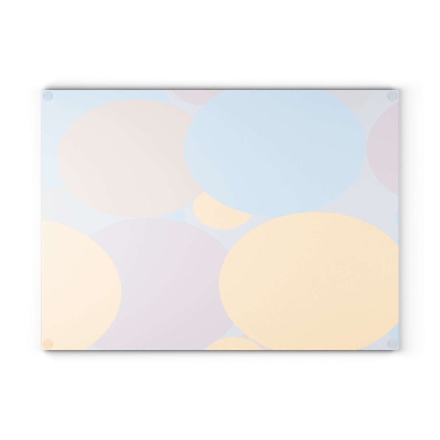Pastel Baby Blue and Peach Patches 11" x 15" Glass Cutting Board