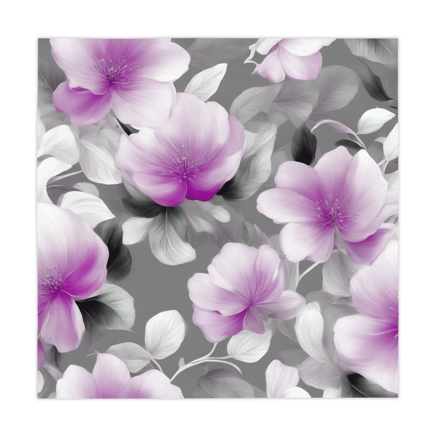 Purple Blossom Floral Bunch Tablecloth, 55" x 55"
