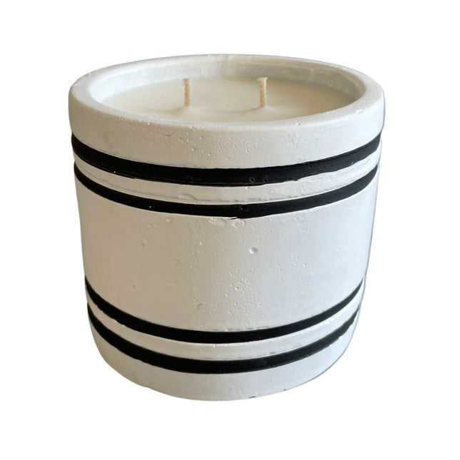 Luxury Small Striped Stone Designer Candle - Amber Noir